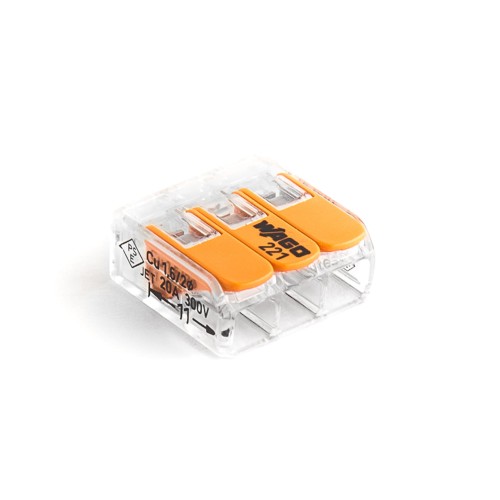 Cable connector 3x4mm2 TRANSPARENT